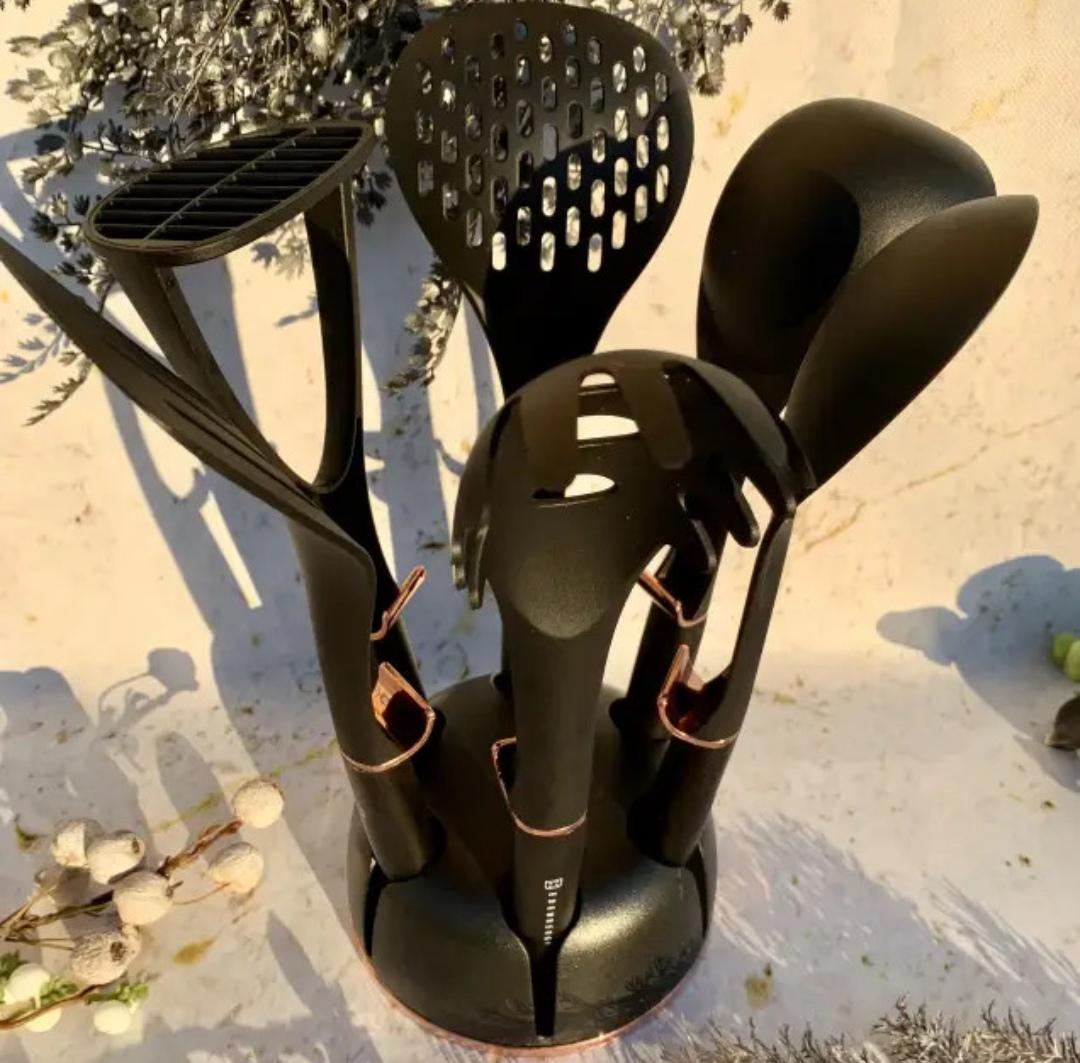 Набір кухонних речей Edenberg з нейлону на підставці 7 предметів Чорний (EB-3607) - фото 6 Набір кухонних речей Edenberg з нейлону на підставці 7 предметів Чорний (EB-3607) - фото 6