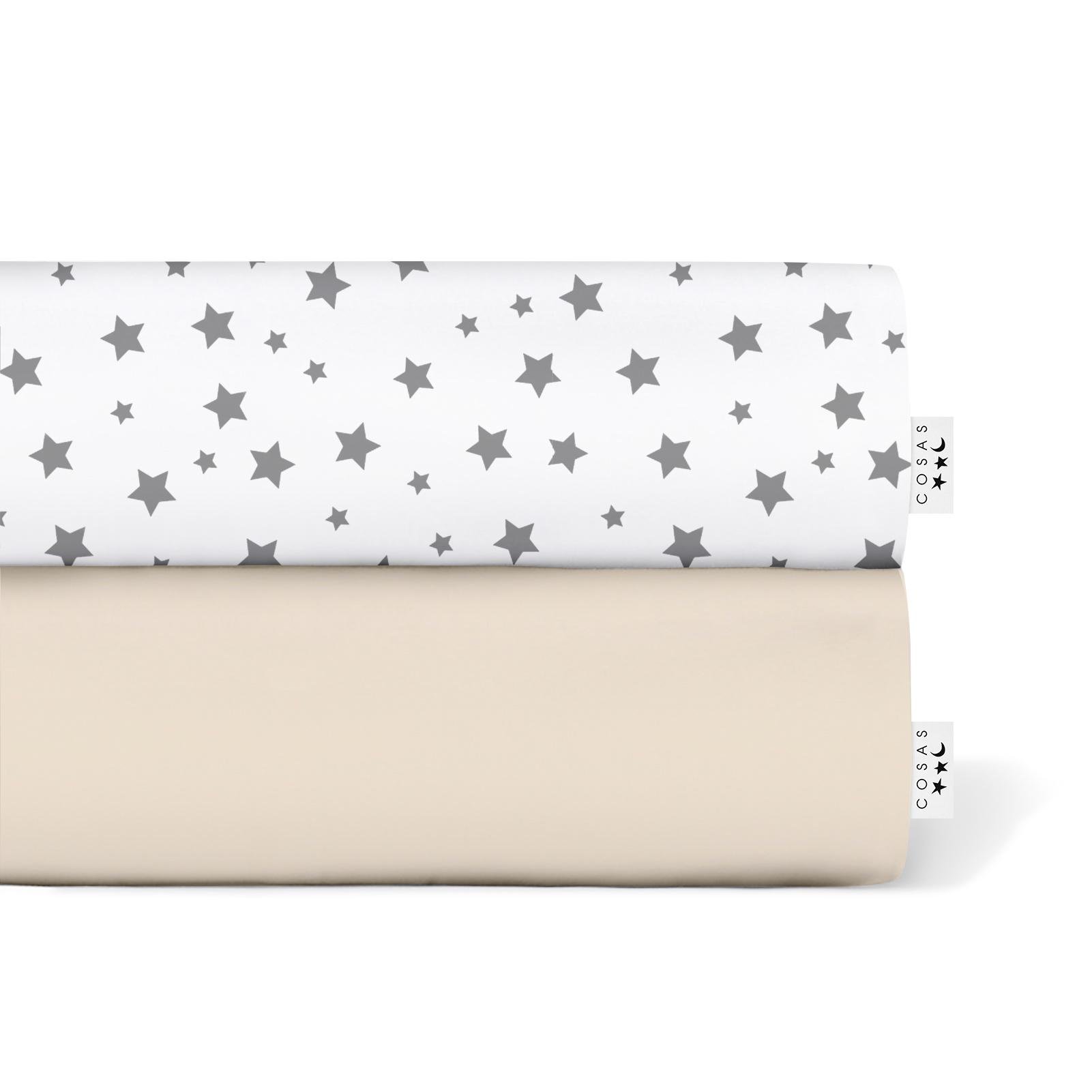 Набір дитячих простирадл COSAS на резинці Beige/Star grey (4822052056622)