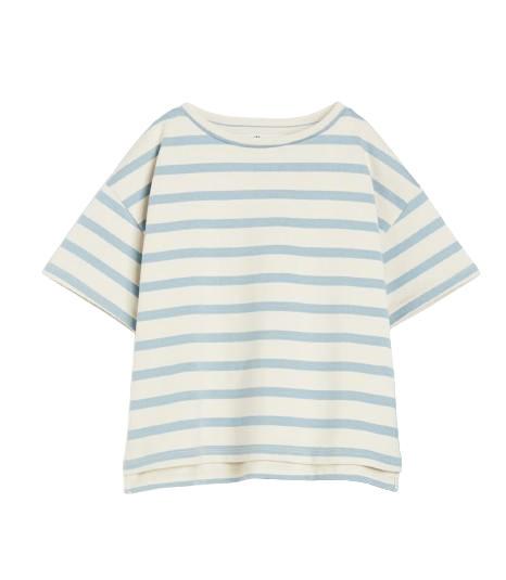 Футболка H&M в полоску 134/140 см Молочно-голубой (1153902)