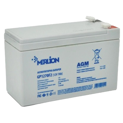 Аккумулятор для ИБП Merlion AGM GP1270F2 12V 7 Ah для резервного питания Серый (33726513)