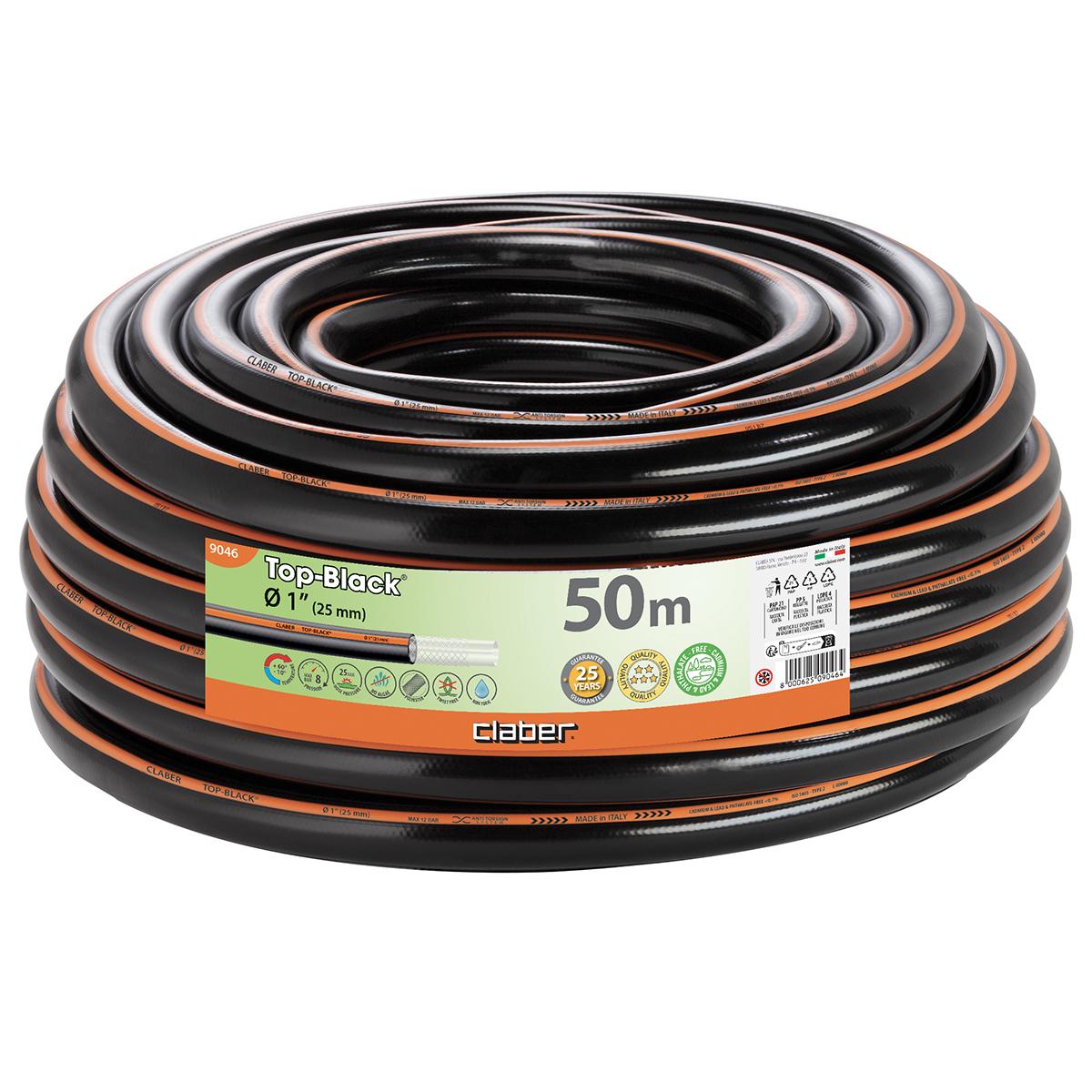 Шланг садовый для полива Claber Top Black 9046 50 м 1" 3 слоя Шланг садовый для полива Claber Top Black 9046 50 м 1" 3 слоя