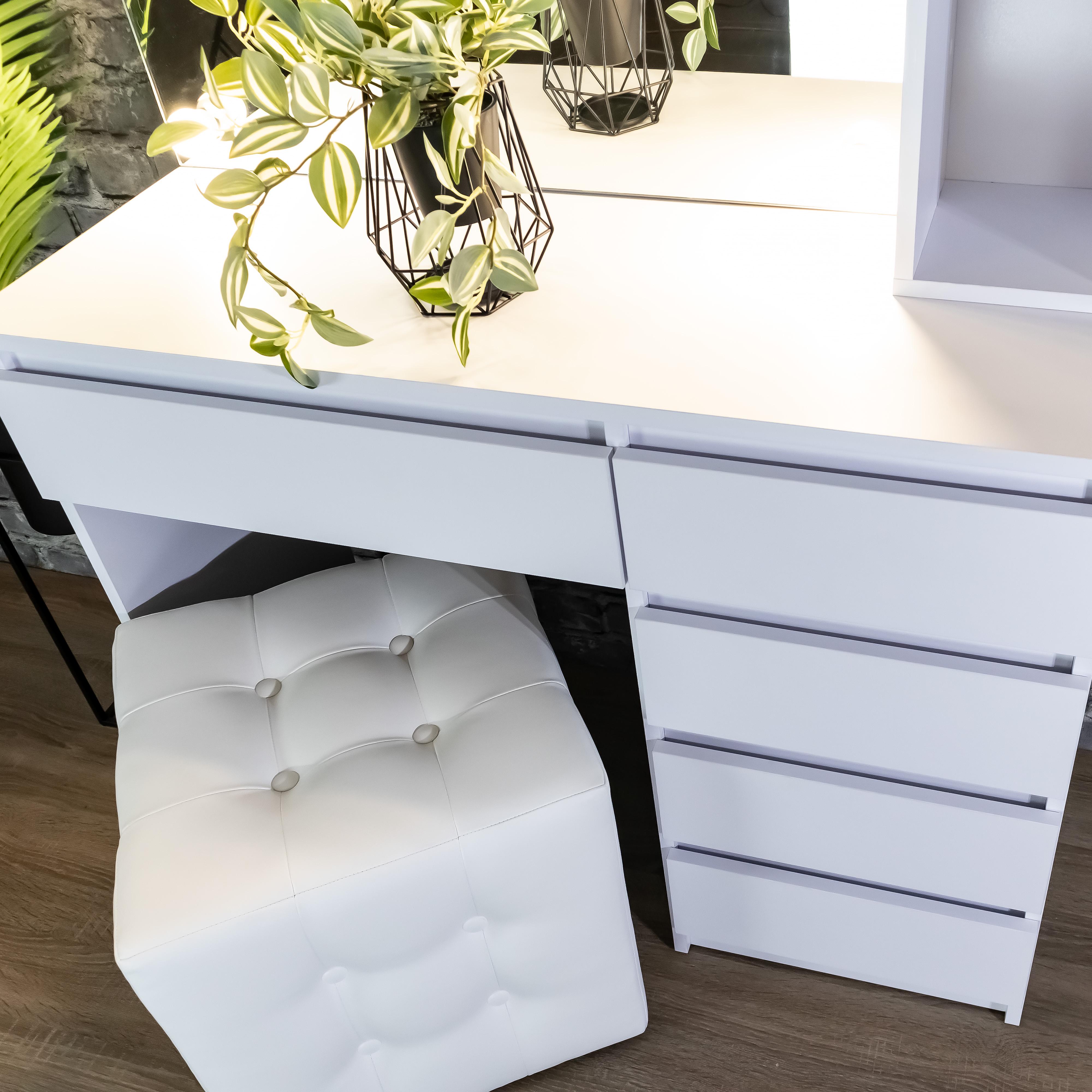 Стіл макіяжний з Led лампами та полицями 160х100х40 см Білий (03/5/9) - фото 6 Стіл макіяжний з Led лампами та полицями 160х100х40 см Білий (03/5/9) - фото 6