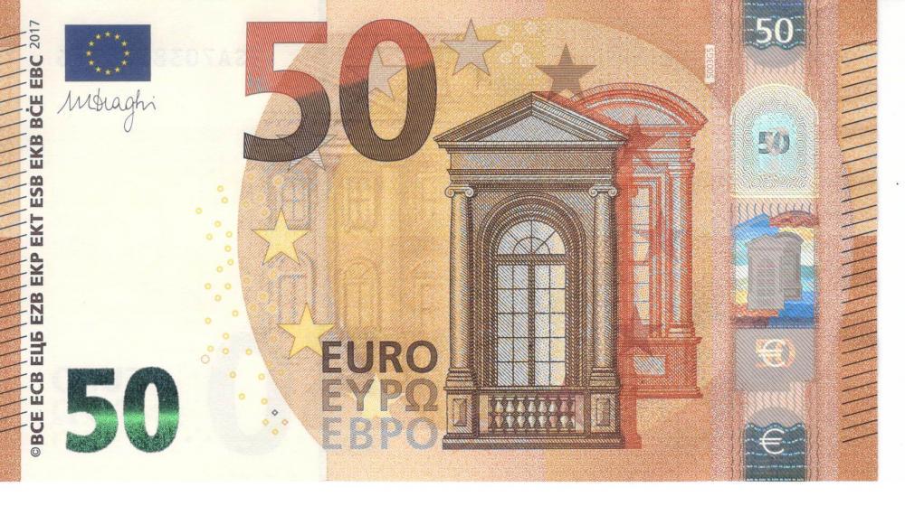 Коллекционная банкнота Италия 50 евро 2017 SA S003 UNC (Б06789)