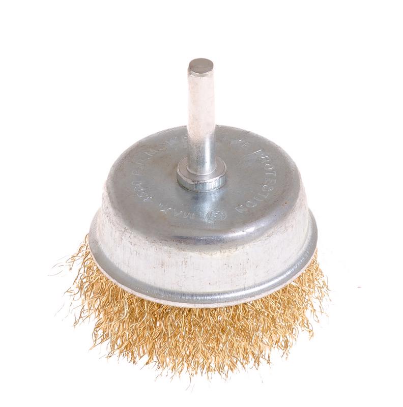 Щітка торцева Mastertool з латуньованого рифленого дроту 65 мм зі стрижнем 1/4" (19-7406)