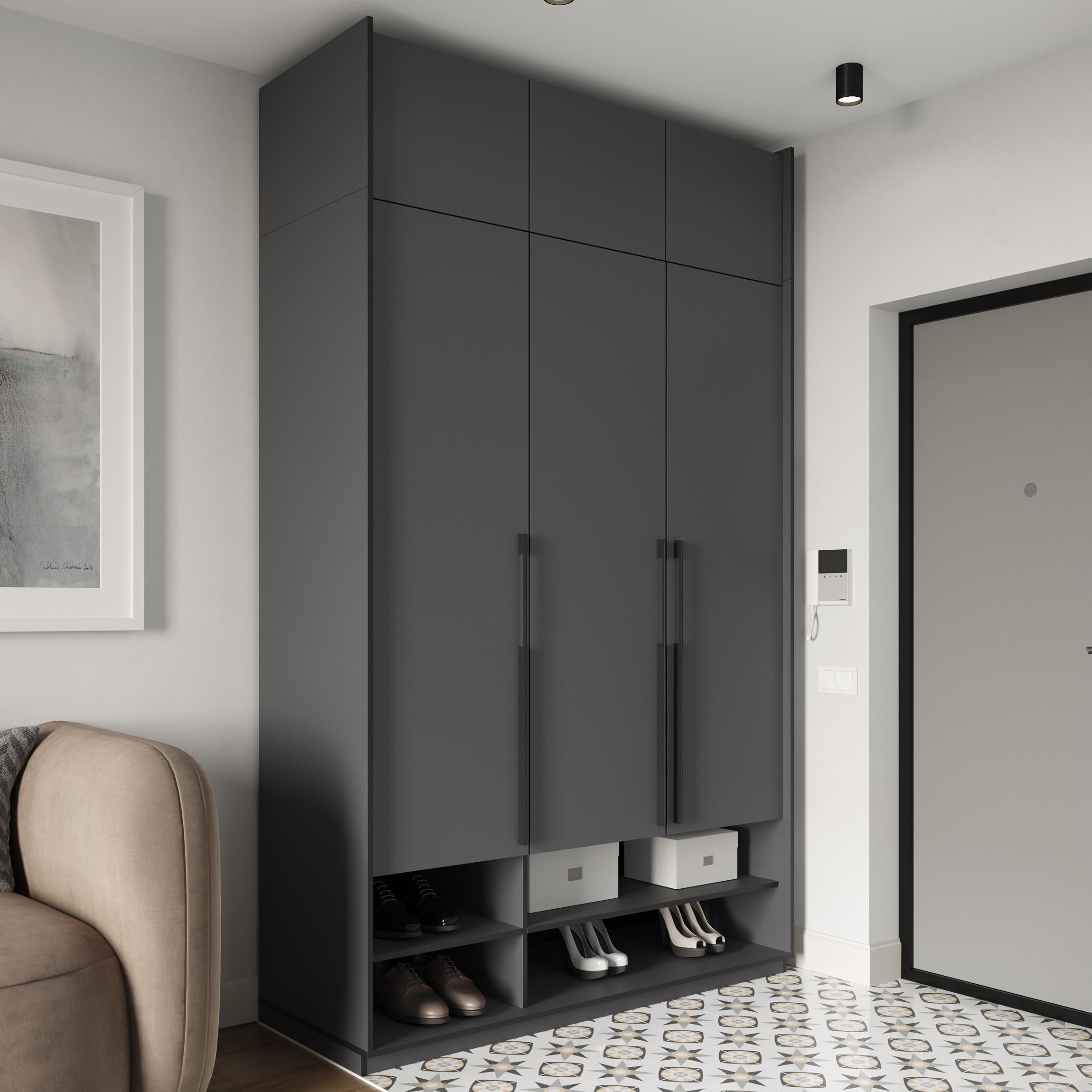 Шафа Moreli Ramo R-0006 зі штангою та антресоллю 1484x2500x570 мм Антрацит (mo-R0006-antracit-an)