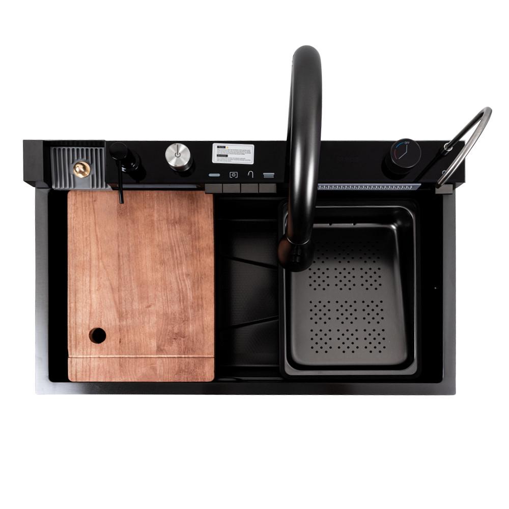 Мойка кухонная Platinum Handmade CM C PVD водопад декор 75x46 см Черный (SP000043023) Мойка кухонная Platinum Handmade CM C PVD водопад декор 75x46 см Черный (SP000043023)