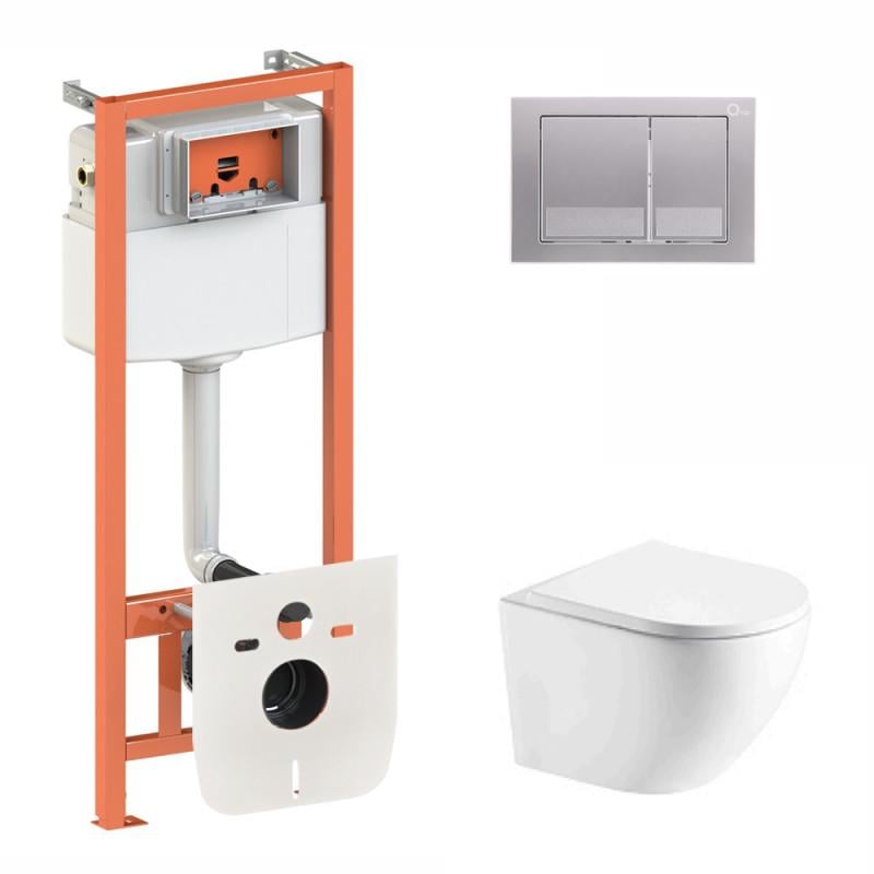 Инсталляция Q-tap 3в1 Nest QT0133M425 с панелью смыва QT0111M06029SAT + унитаз с сиденьем Robin QT1333046ENRW (10403)
