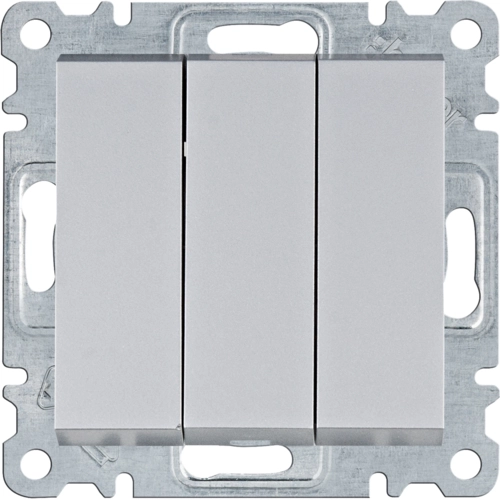 Выключатель трехклавишный Hager Lumina Серебряный (WL0072)