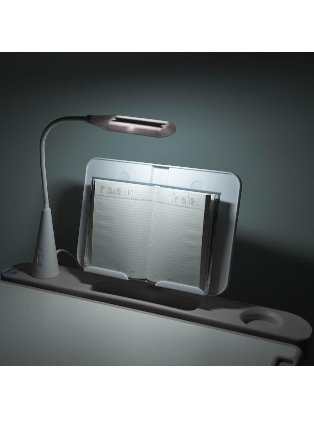 Дитяча парта одномісна зі стільчиком Bambi регульована з лампою та підставкою для книг M Біло-сірий (5068-11) - фото 5