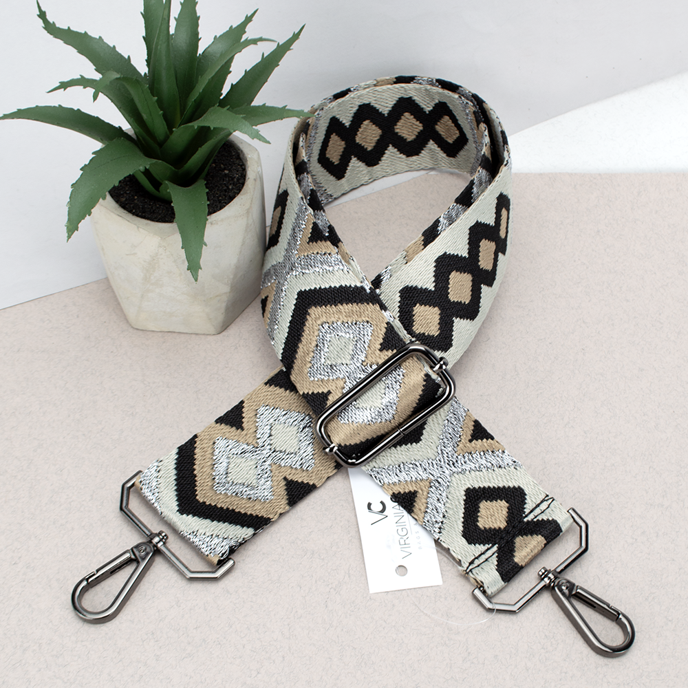 Ремень для сумки текстильный Virginia Conti R_broidery_black 50 мм Серебристый (2184882188)