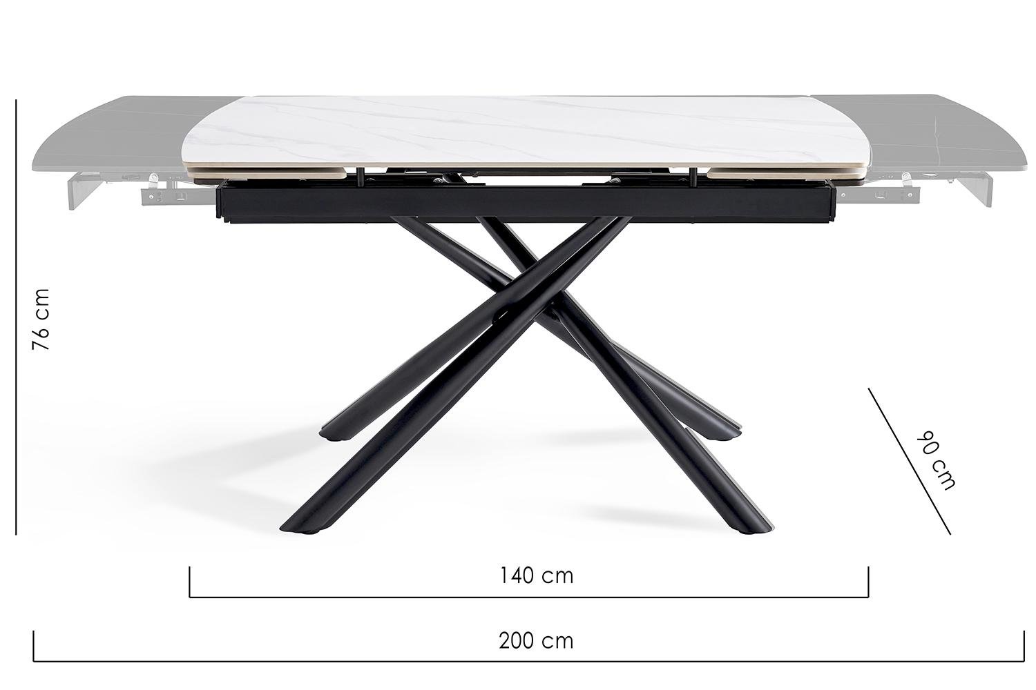 Стіл обідній Alba розкладний 6-8 місць 140 см Pure white ceramic top black base (13969) - фото 8 Стіл обідній Alba розкладний 6-8 місць 140 см Pure white ceramic top black base (13969) - фото 8