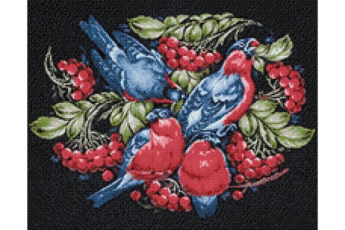 Алмазная мозаика флуоресцентная Снегири 30x40 см без рамки 42x65x4 см (AG0005)
