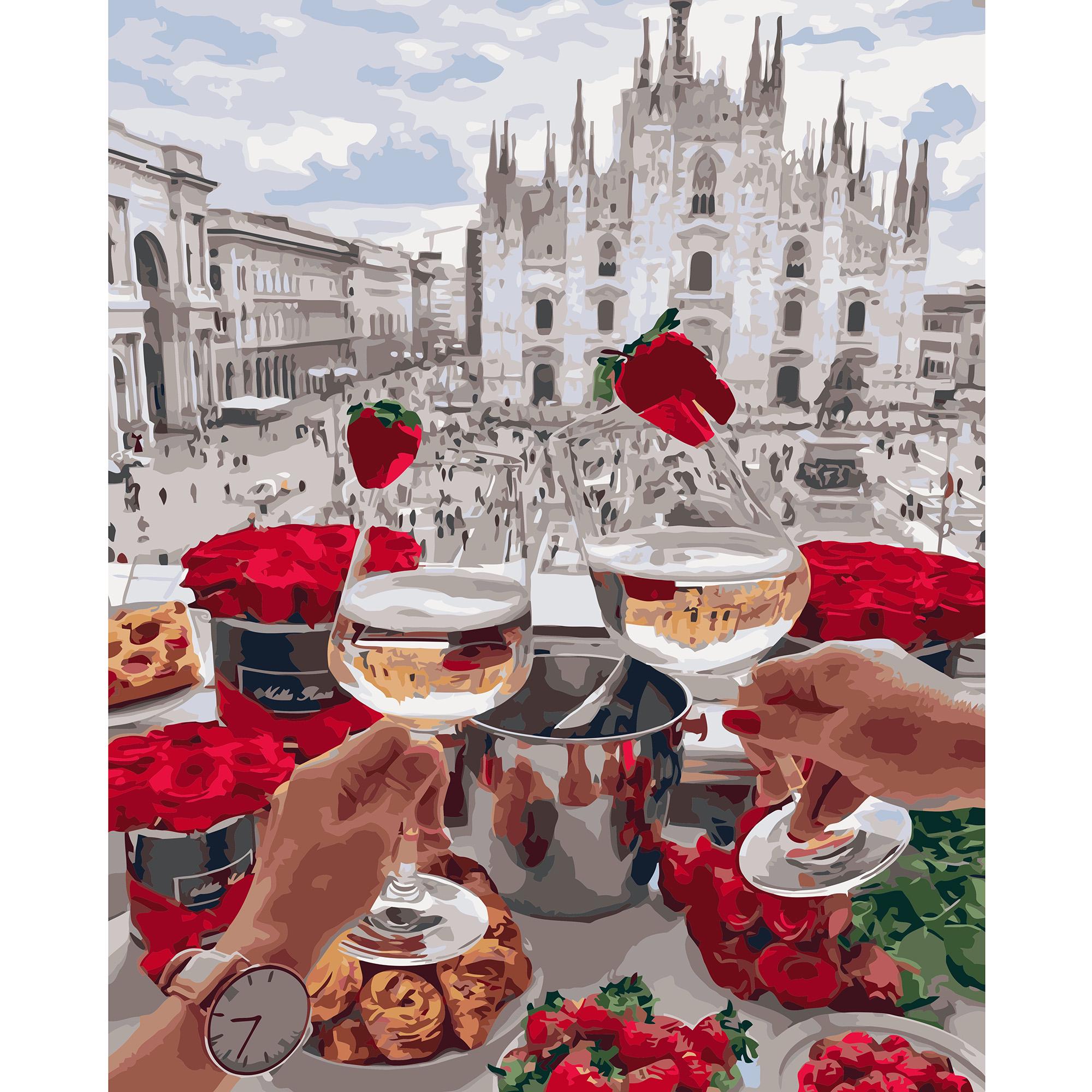 Картина по номерам Strateg Премиум Встреча с подругой с лаком 40х50 см (VA-1291)