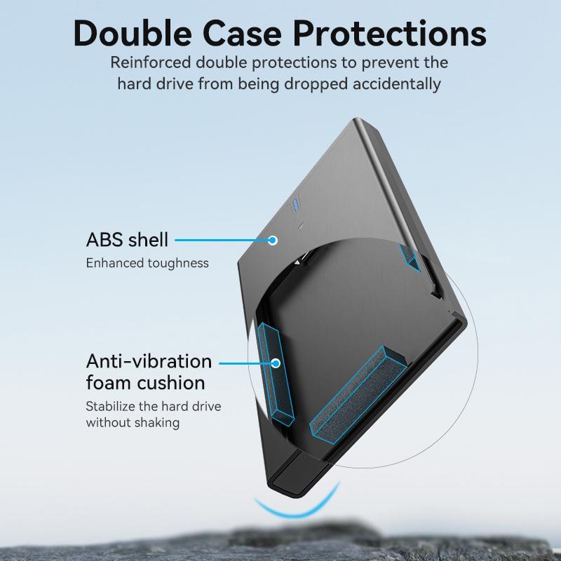 Корпус Vention для SSD/HDD 2,5"/5 Гбит/с USB 3.0 до SATA III с кабелем USB-Micro-USB Type-B Micro-B Черный (KPAB0) - фото 7
