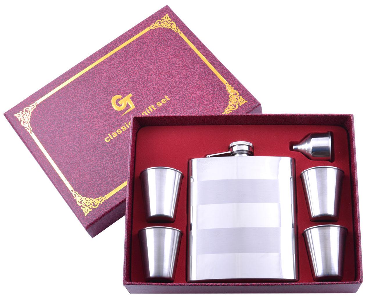 Набір фляга та 4 стопки Silver Bridge 530 мл Нержавіюча сталь