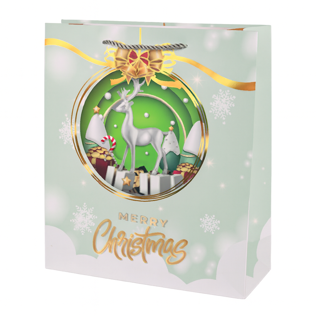 Подарочный пакет Christmas R98313-M 26х32х10.5 см Мятный (30651671)