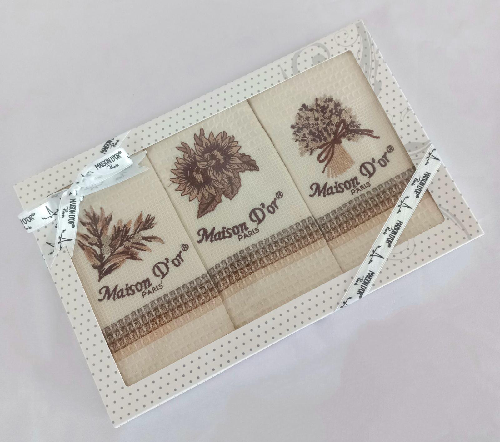 Подарочный набор кухонных полотенец Maison D'or Stripes Natural (CN9117)