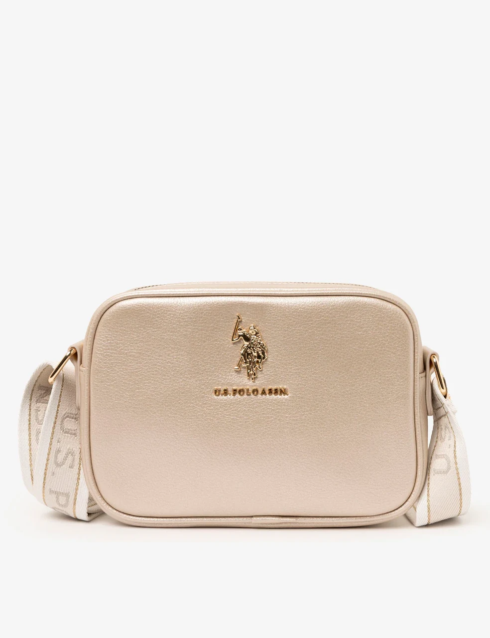 Женская сумка кросс-боди U.S. Polo ASSN CHAMPAGNE через плечо металлизированная Шампань (38427307)