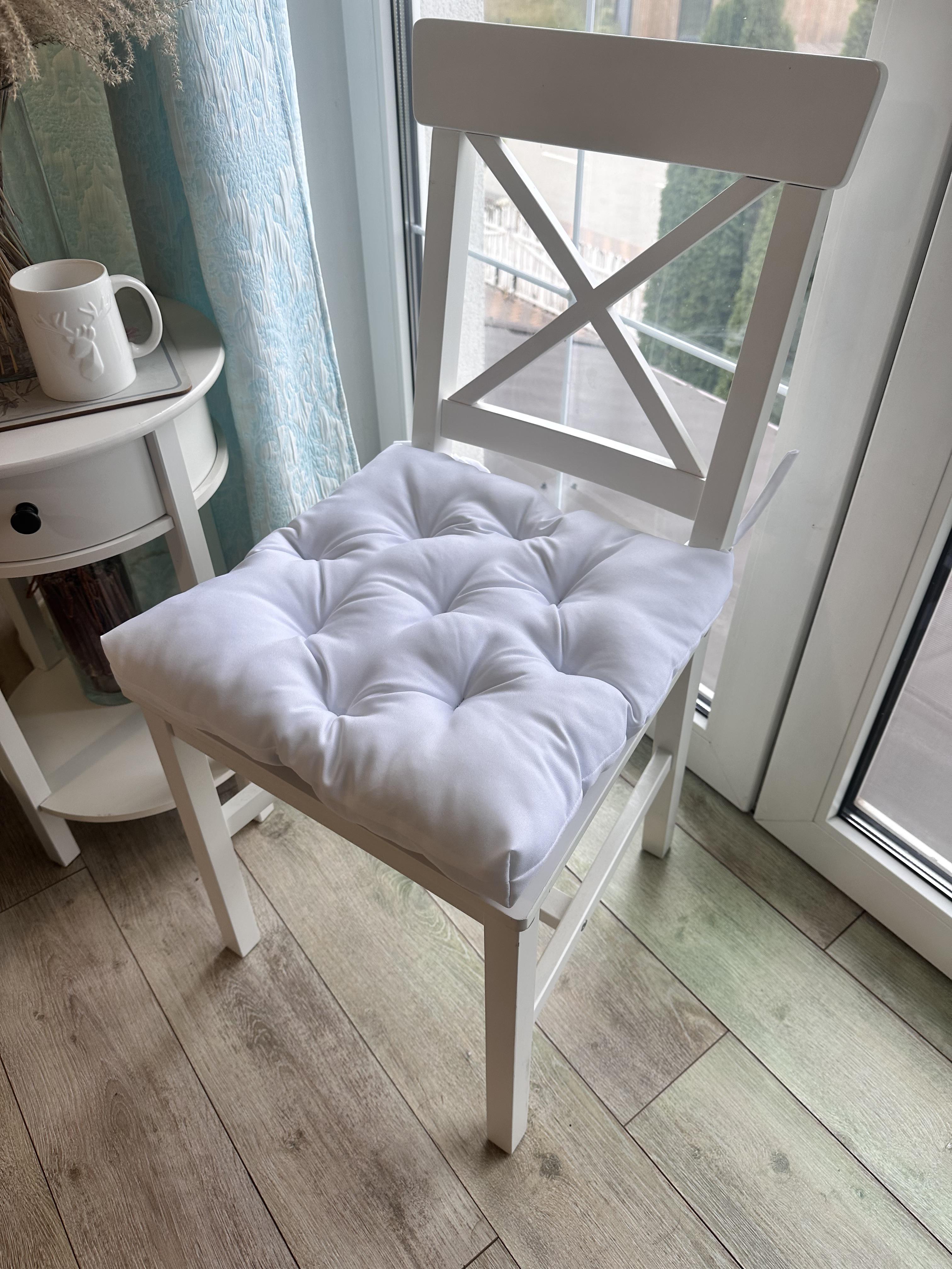 Подушка на стул с завязками квадратная Color 35х35х5 см Белый