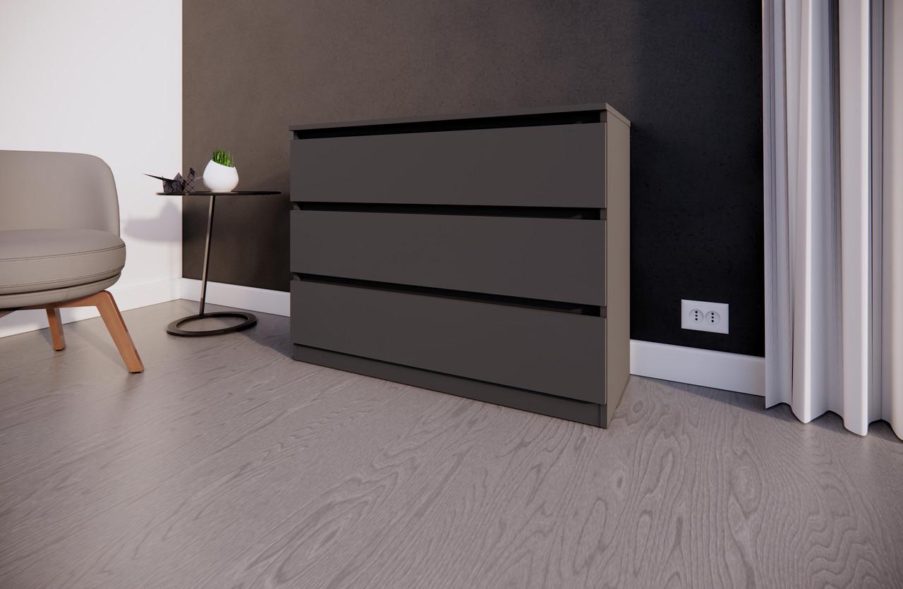 Комод MEBEX на 3 шухляди 100х40х77,4 см Сірий темний (VM3B1000DG) - фото 4