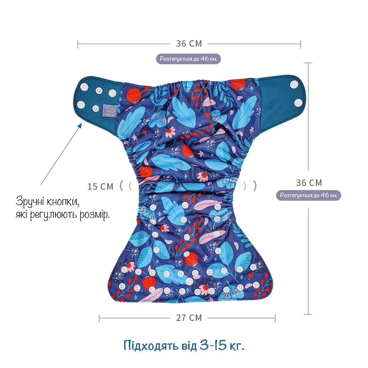Набір екологічних багаторазових підгузків Elephant для малюків 3-15 кг з лактаційними вкладишами в подарунковій коробці (DI-01 №2) - фото 3