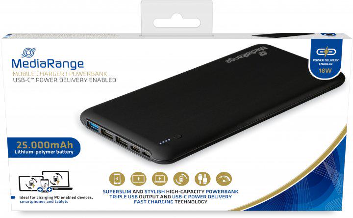 Повербанк MediaRange 25000 mAh 22,5W Black (MR754) - фото 2