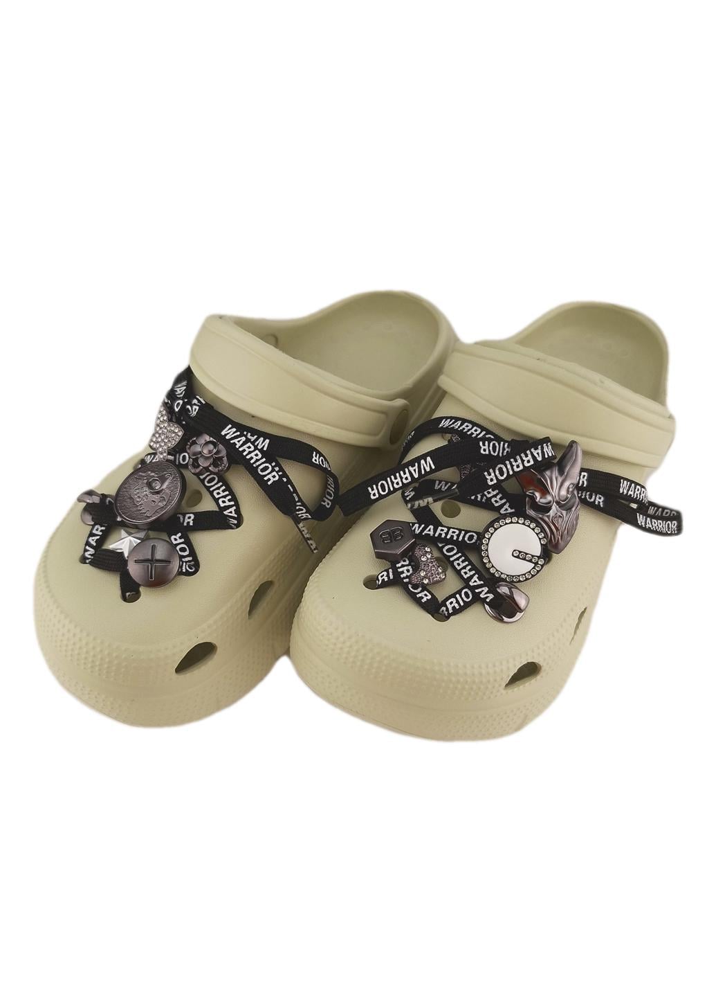 Кроксы женские с джибитсами р. 35/36 23 см Бежевый (870/1)