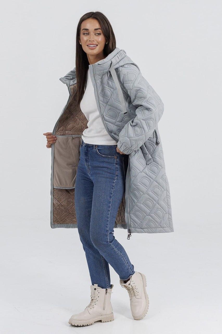 Куртка-пальто на флісі з рукавами-реглан р. 54 Блакитний (786c/54) - фото 5