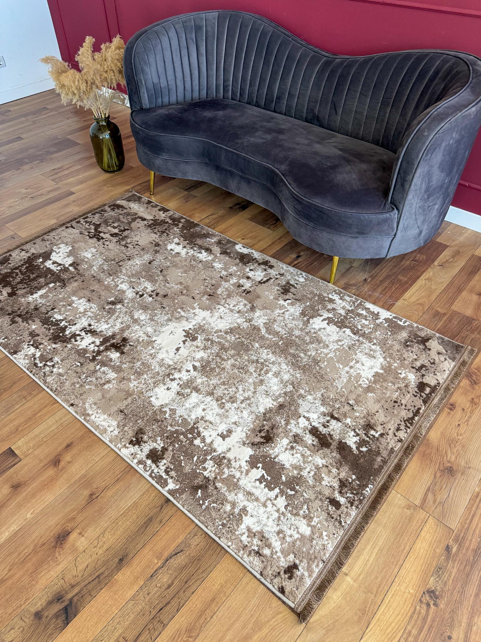 Килим низьковорсовий прямокутний мармуровий 120х180 см Коричневий