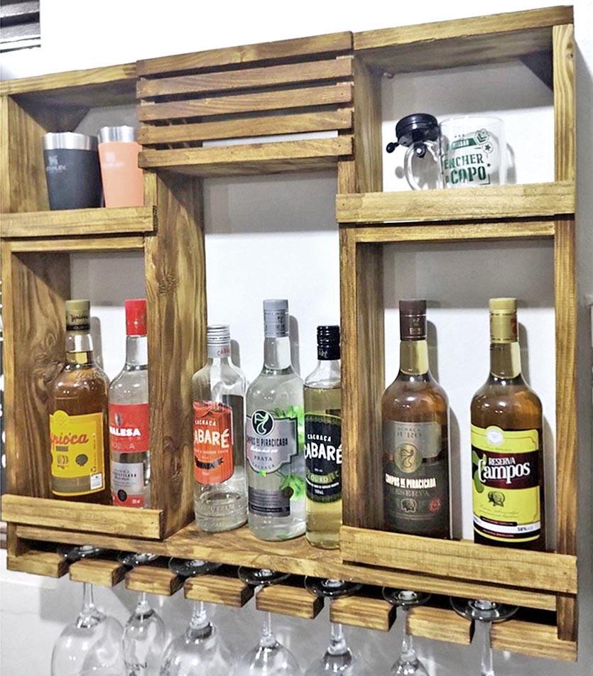 Полка для вина настенная из дерева Хидака Палисандр (ПНК-014402)