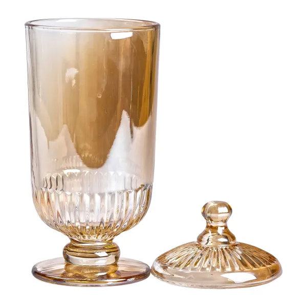 Конфетница стеклянная на ножке с крышкой Коричневый (HP-YH-17) - фото 3