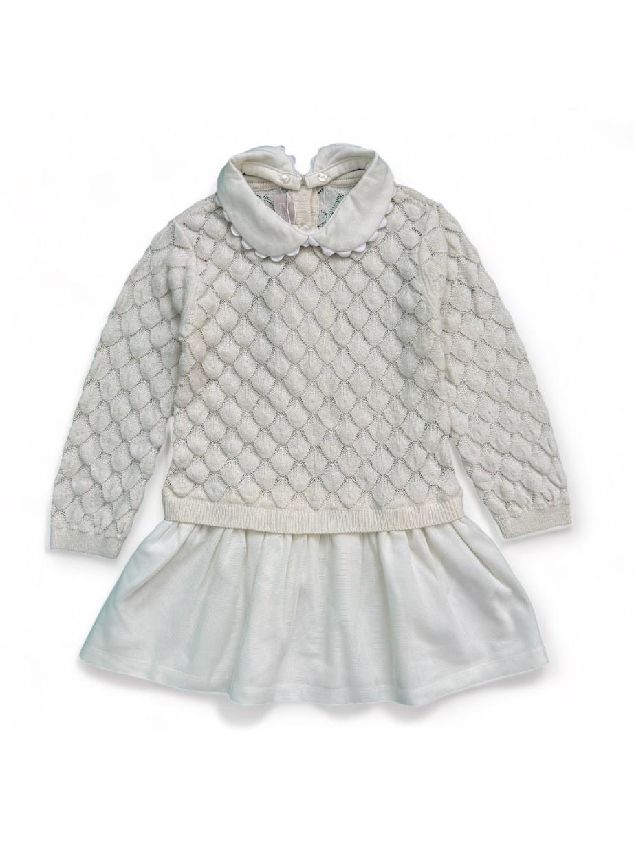 Сукня дитяча Chicco ажурна з комірцем 12-18 міс. 86 см Бежевий (2087346849)