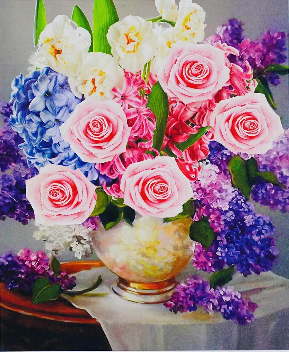 Алмазна мозаїка-картина за номерами TK Group B 70819/30 Яскравий букет в коробці 40х50 см (24710270)