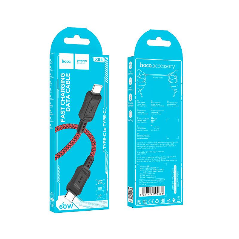 Кабель Hoco X94 Type-C to Type-C Leader Charging Data cable 1 м 60W Red (11314878) - фото 4