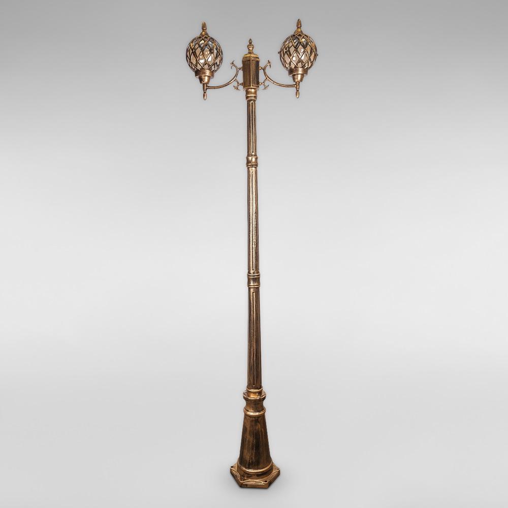 Стовпчик вуличний ліхтарний на два світильники Light House LS-18906-GL-S-2 AB Бронзовий Стовпчик вуличний ліхтарний на два світильники Light House LS-18906-GL-S-2 AB Бронзовий