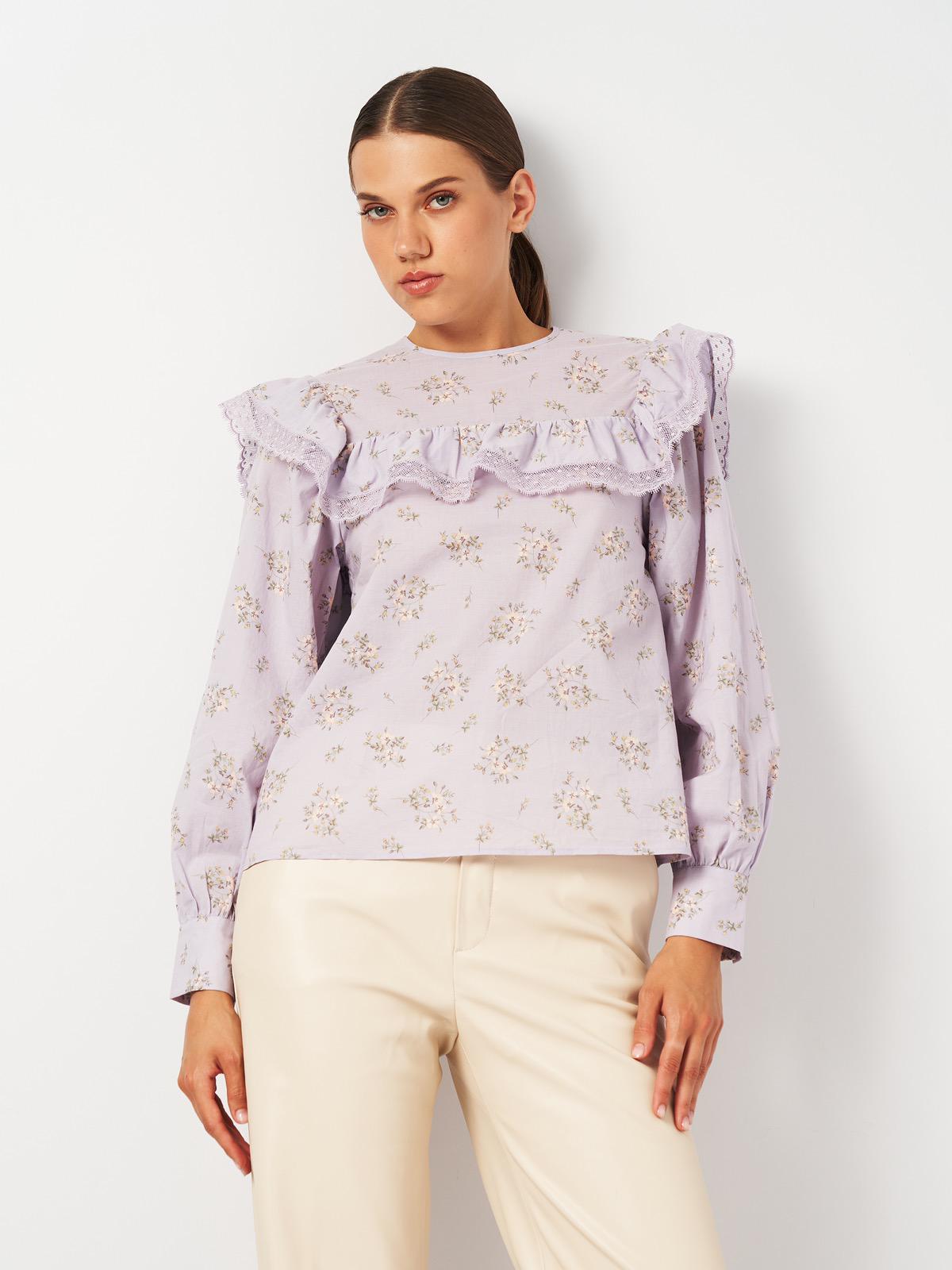 Блуза с кружевом XS Лавандовый (1067787ral)