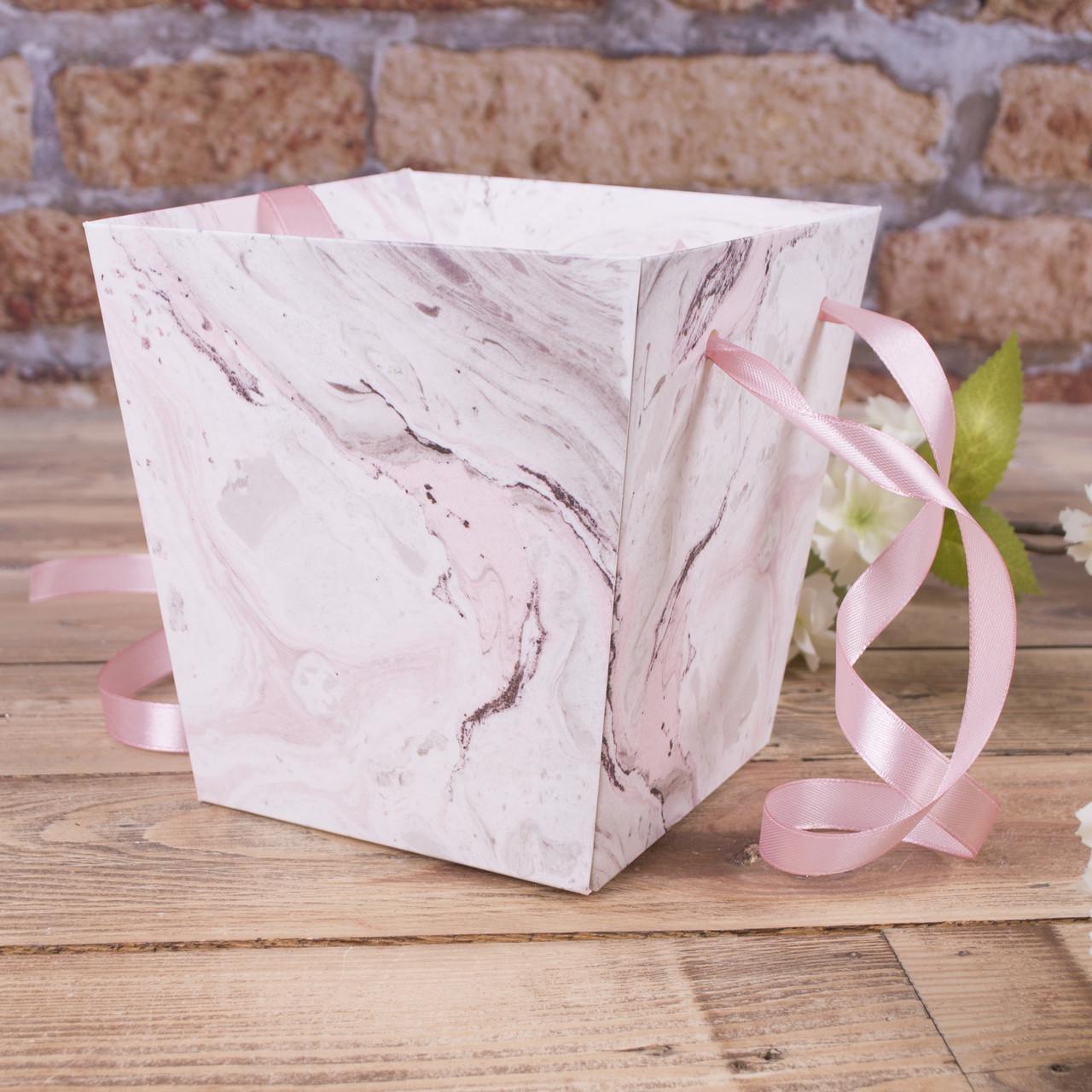 Коробка под цветы трапеция Мрамор (2448-9)