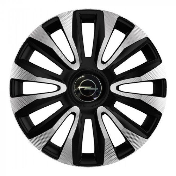 Колпаки для колес 4 Racing Avalon Carbon R13 с логотипом 4 шт. Silver/Black Opel