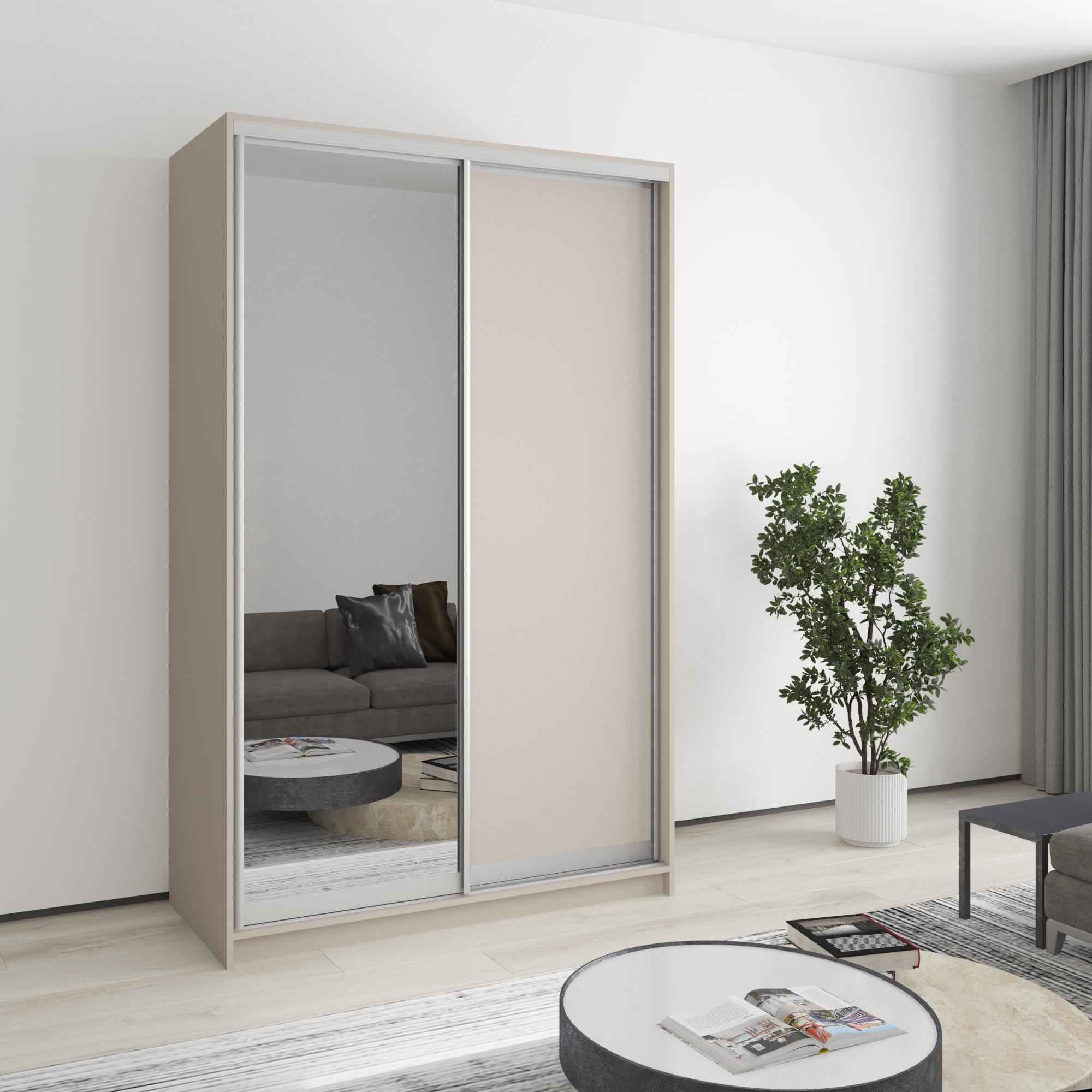 Шкаф-купе двухдверный MebelStar Стандарт AL ДСП/зеркало 130x60x210 см Кашемир (MBS-2435)