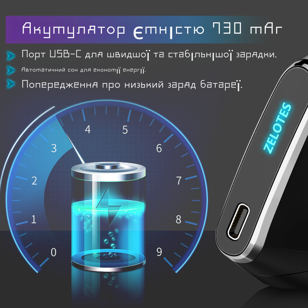 Мышь вертикальная Zelotes F-36 беспроводная с аккумулятором и RGB подсветкой 2 4G/Bluetooth (2333220147) - фото 3