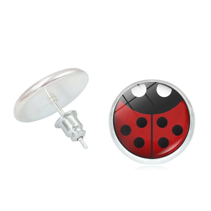 Сережки для дітей Божа корівка пусети 15 мм Різнокольоровий (325400)