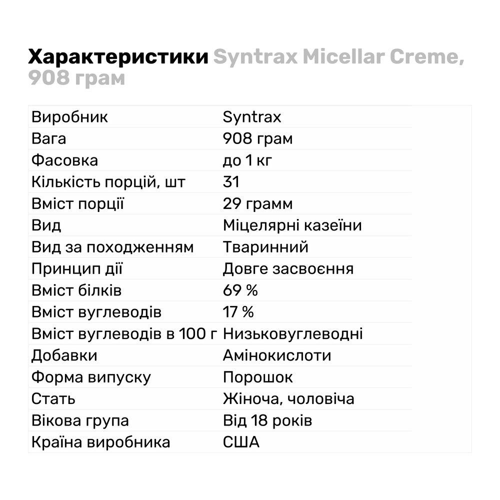 Протеин Syntrax Micellar Creme 908 г Шоколад (2111V3272) - фото 2