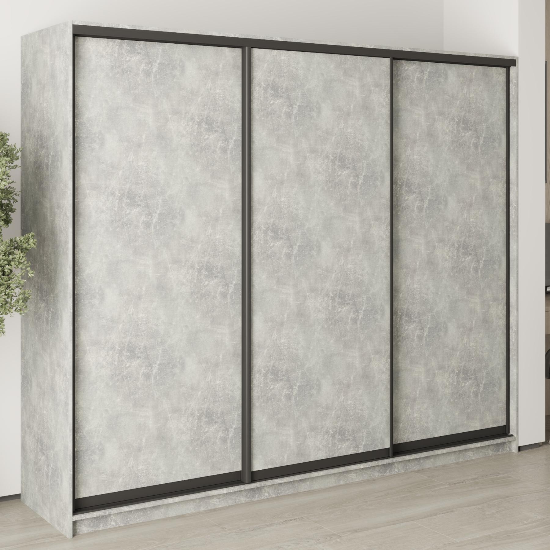 Шкаф-купе трехдверный MebelStar Комбо BG 3 ДСП 250x45x210 см Бетон (MBS-8955)