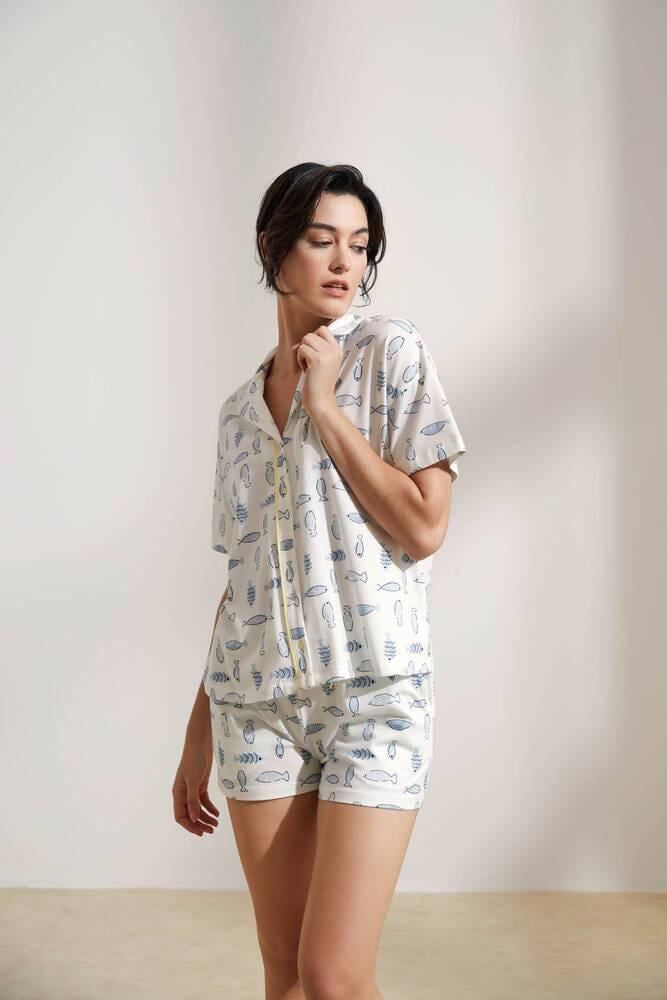 Пижама Hays 36180-TKM24Y-001-110B женская XS Кремовый/Синий - фото 5 Пижама Hays 36180-TKM24Y-001-110B женская XS Кремовый/Синий - фото 5