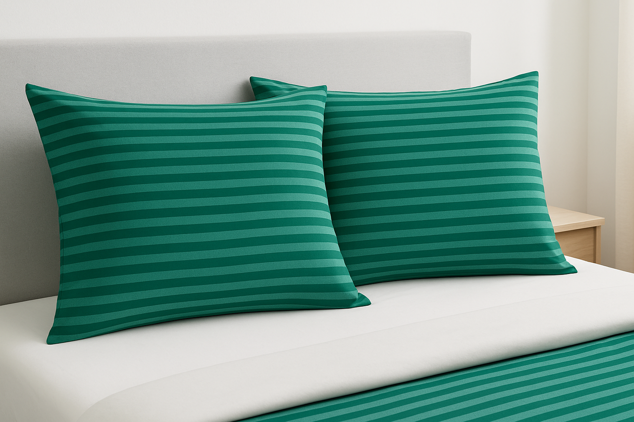 Наволочка Смужка бязь голд люкс 50х50 см Зелений (G-26102)