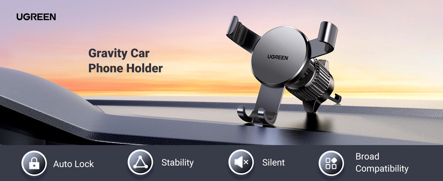 Держатель для телефона в машину UGREEN LP130 алюминиевый на вентиляционную сетку Black (15814) - фото 3 Держатель для телефона в машину UGREEN LP130 алюминиевый на вентиляционную сетку Black (15814) - фото 3