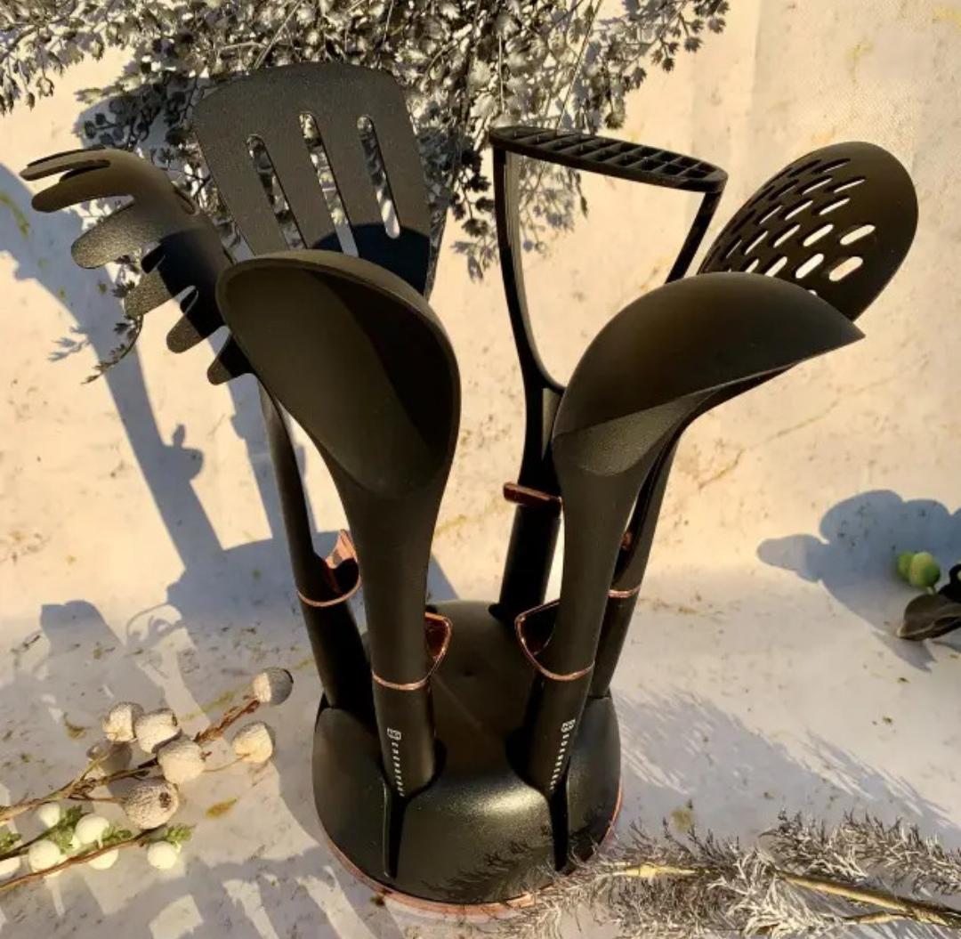 Набір кухонних речей Edenberg з нейлону на підставці 7 предметів Чорний (EB-3607) - фото 4 Набір кухонних речей Edenberg з нейлону на підставці 7 предметів Чорний (EB-3607) - фото 4