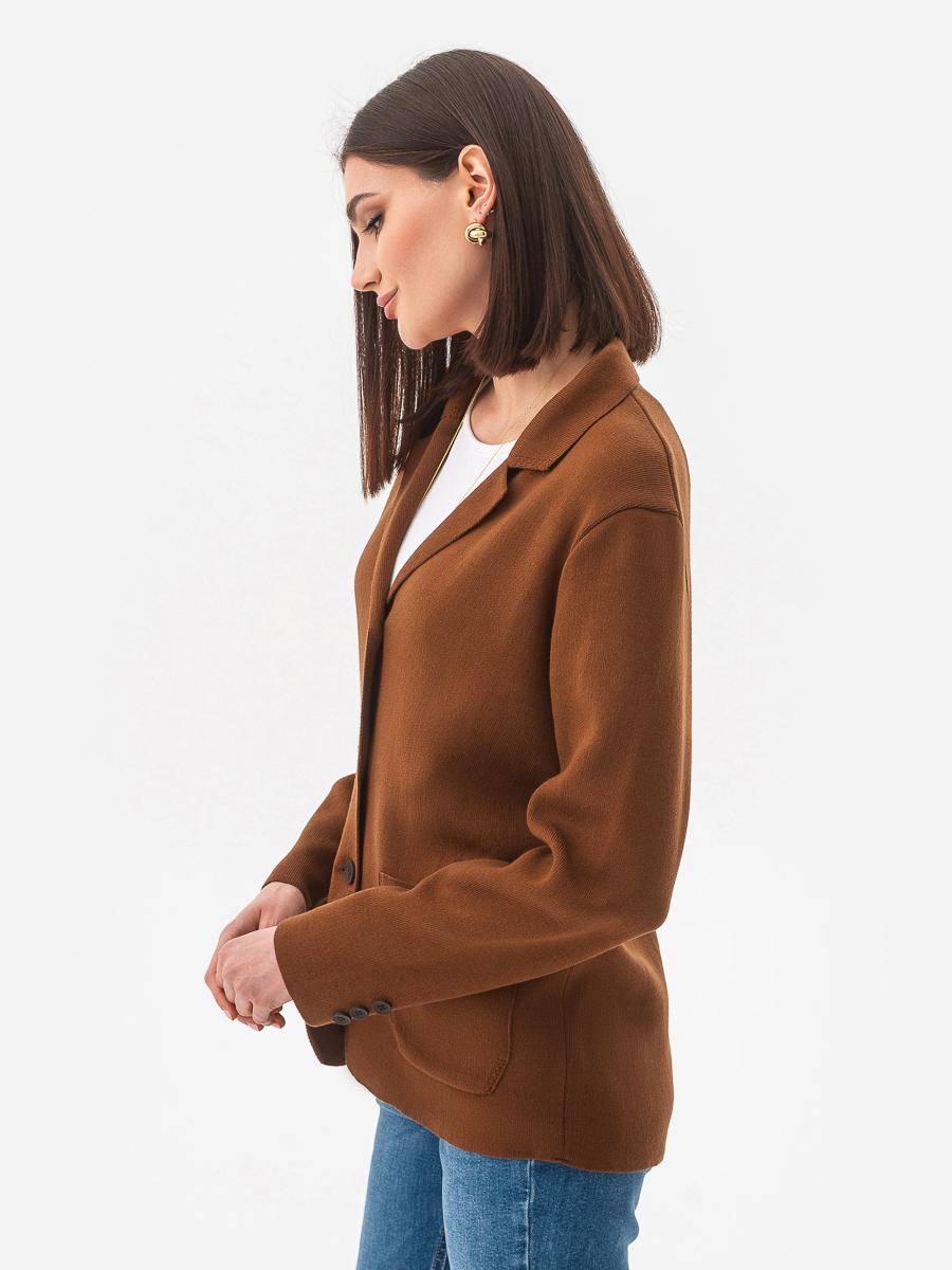 Піджак легкий тонкий в'язаний жіночий SVTR р. 42-50 Коричневий (596) - фото 5 Піджак легкий тонкий в'язаний жіночий SVTR р. 42-50 Коричневий (596) - фото 5