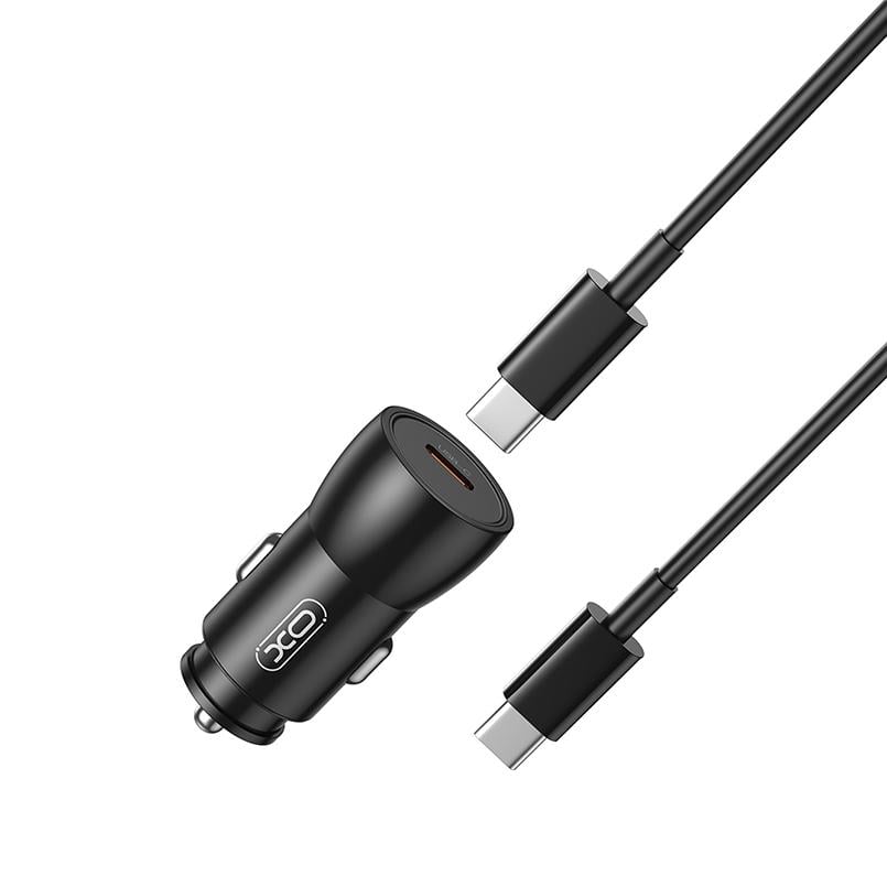 Зарядное устройство автомобильное XO CC57 PD25W Smart Metal Single C Port Type-C кабель Черный (XO-CC57+C)