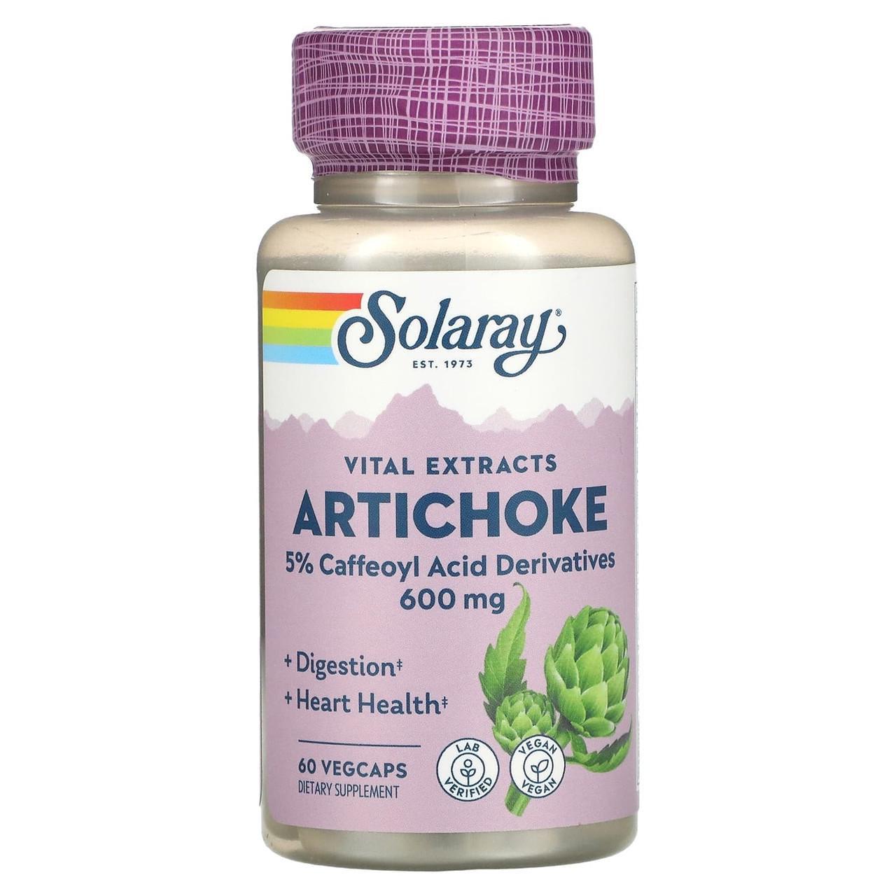Артишок Solaray Artichoke Leaf Extract для здоровья печени и сердца 60 растительных капс. 300 мг (1178051817)